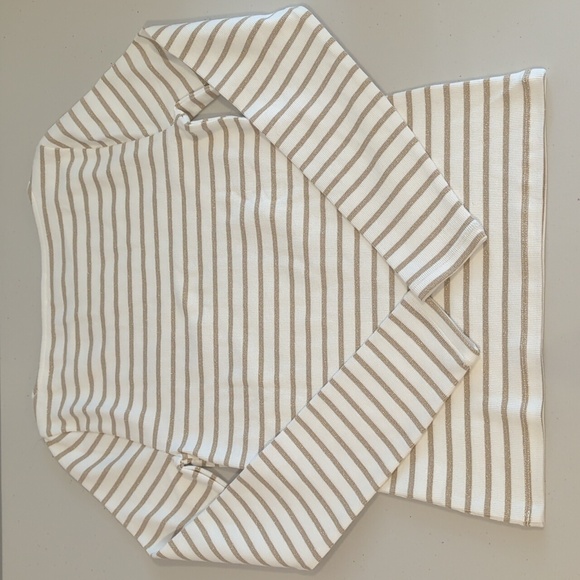 NWT J. Crew Factory Metallic Striped Boatneck Top - Picture 2 of 5